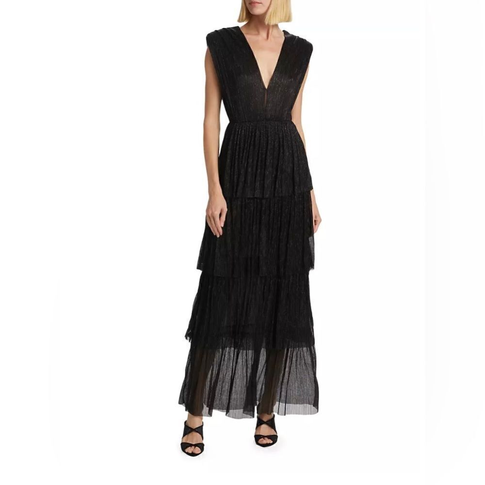 Sabina Musáyev Skylar Tiered Metallic Gown size XS